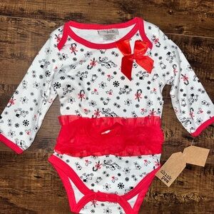 Chick Pea Christmas Red and White Kids One Piece